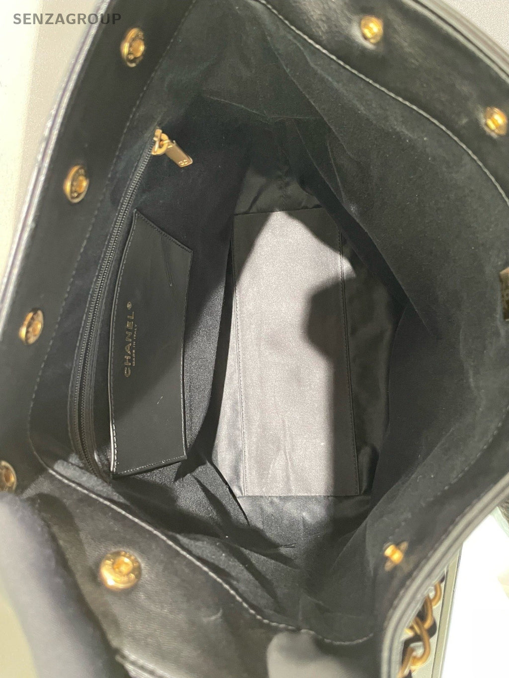 Chanel Lambskin Hobo Diamond Chain Shoulder Bag Black Gold Women Classic