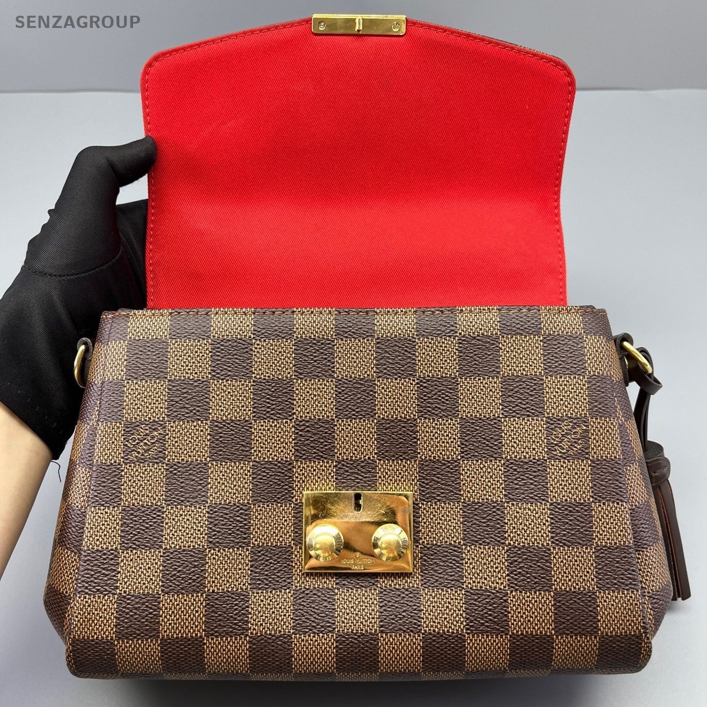 Louis Vuitton Damier Ebene Top Handle Shoulder Crossbody Messenger Bag Brown