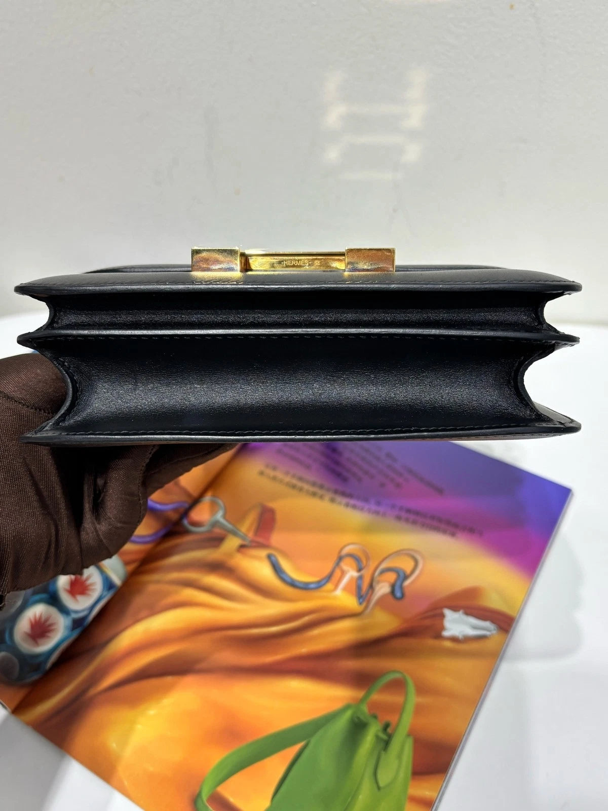 Hermes Constance 19 Black Gold Monsieur Leather Women's Shoulder Bag