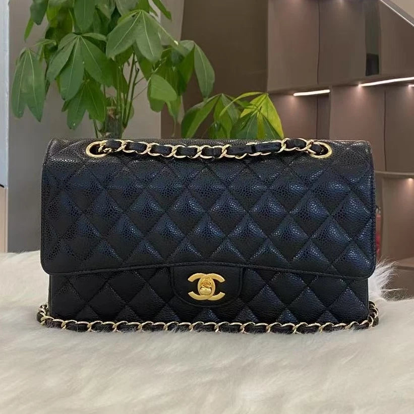 Chanel Classic Flap Medium Black Caviar Leather Chain Shoulder Bag