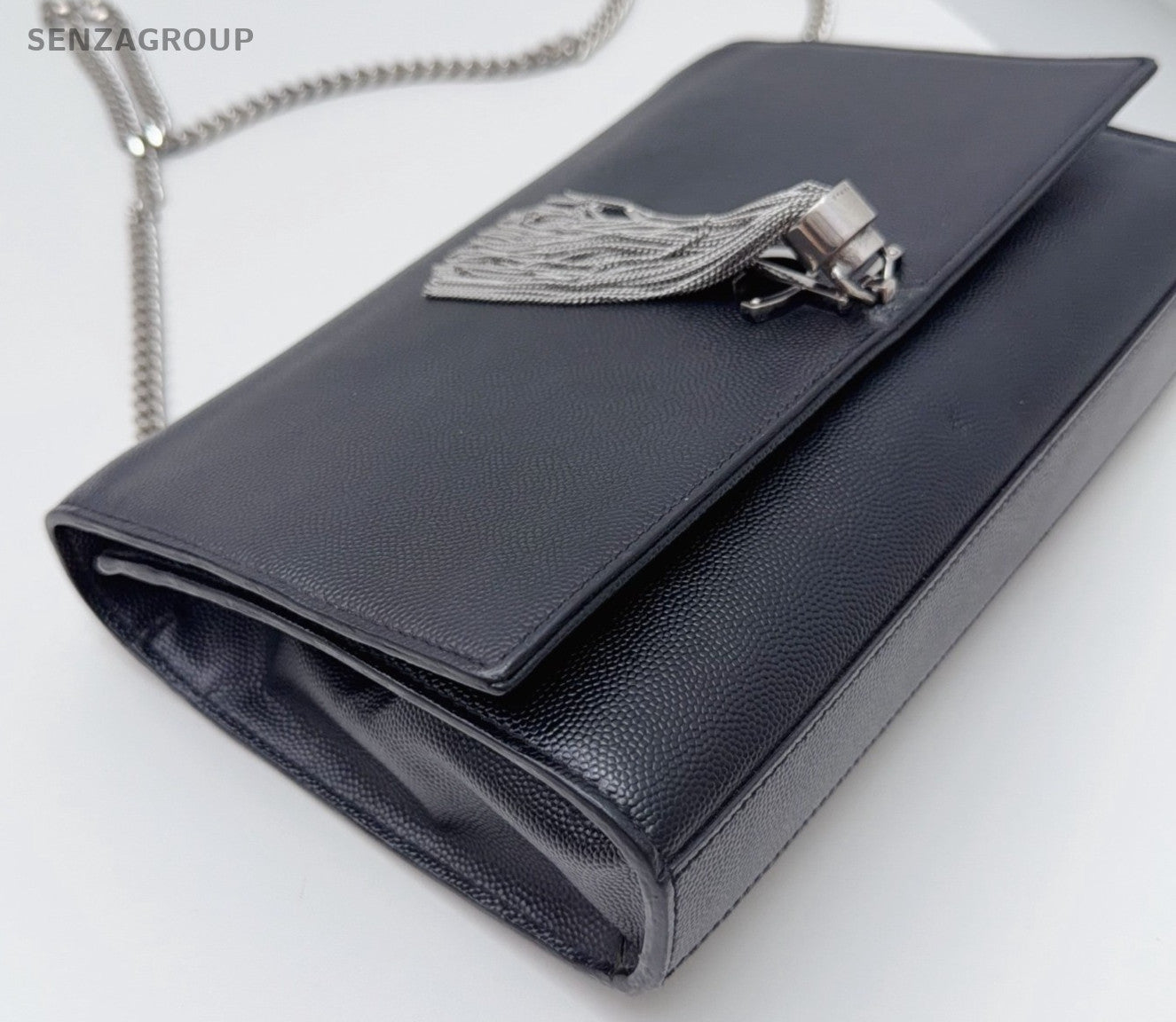 Saint Laurent Kate Chain Crossbody Shoulder Bag Black Silver Women Classic