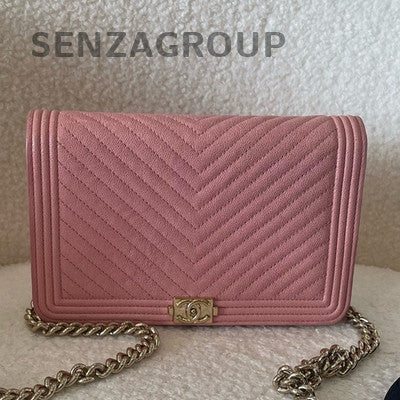 Chanel LeBoy Pink Gold Hardware Chain Shoulder Crossbody Bag
