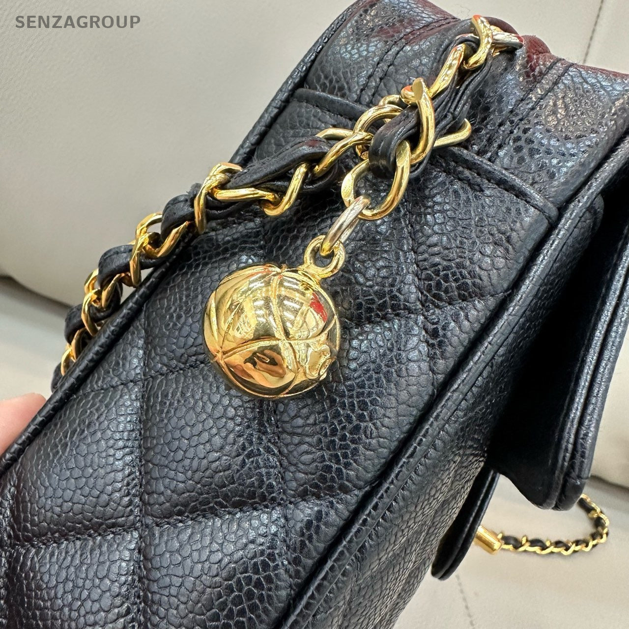 Chanel Camera Case Chain Calfskin Shoulder Bag Crossbody Black Gold Women