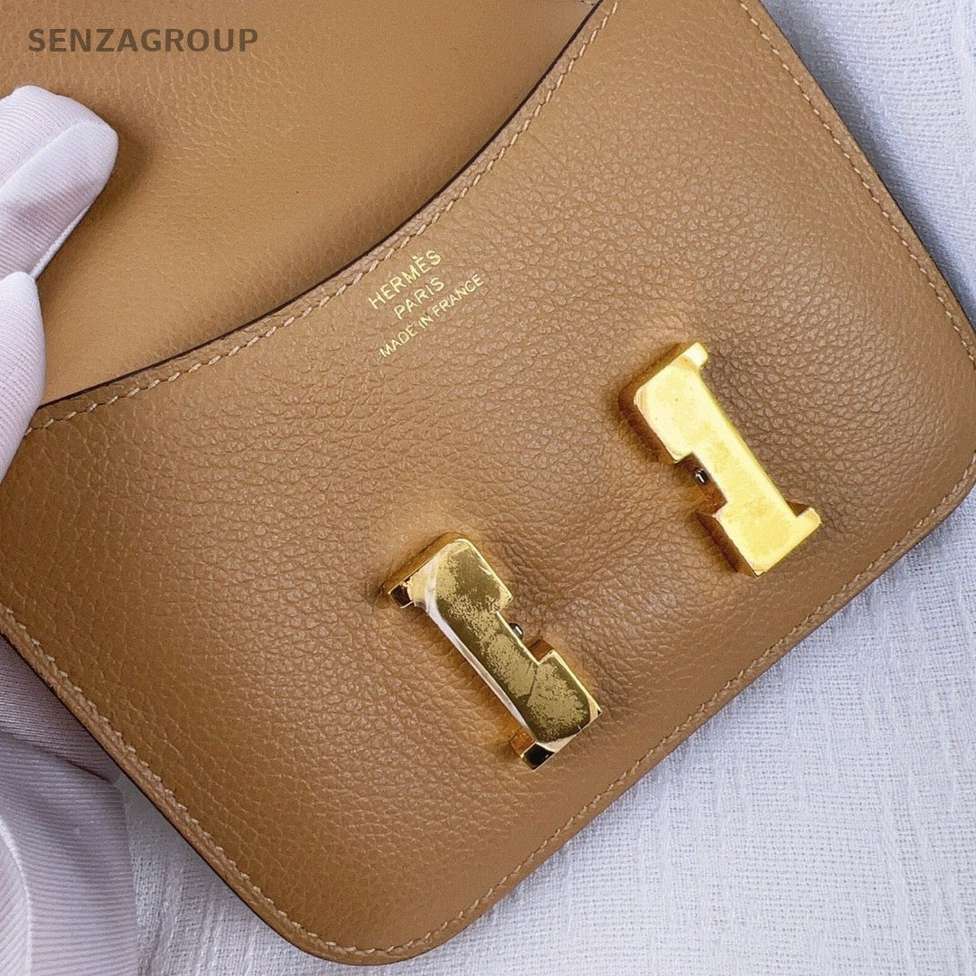Hermes Slim Epsom Leather Purse Brown Calfskin