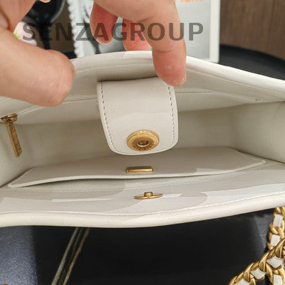Chanel Hobo Bag White Gold Lambskin Quilted Chain Shoulder Bag Classic
