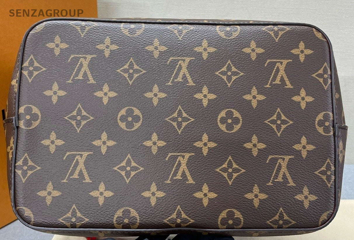 Louis Vuitton Monogram Bucket Shoulder Bag Crossbody Brown Red Women Classic