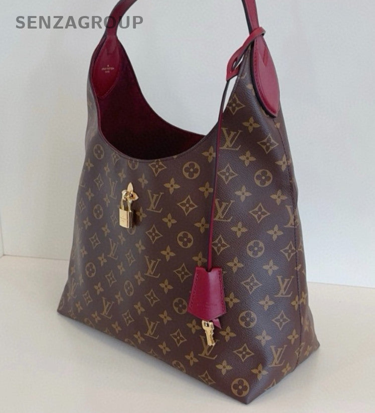 Louis Vuitton Flower Monogram Hobo Shoulder Bag Brown Gold Women Classic