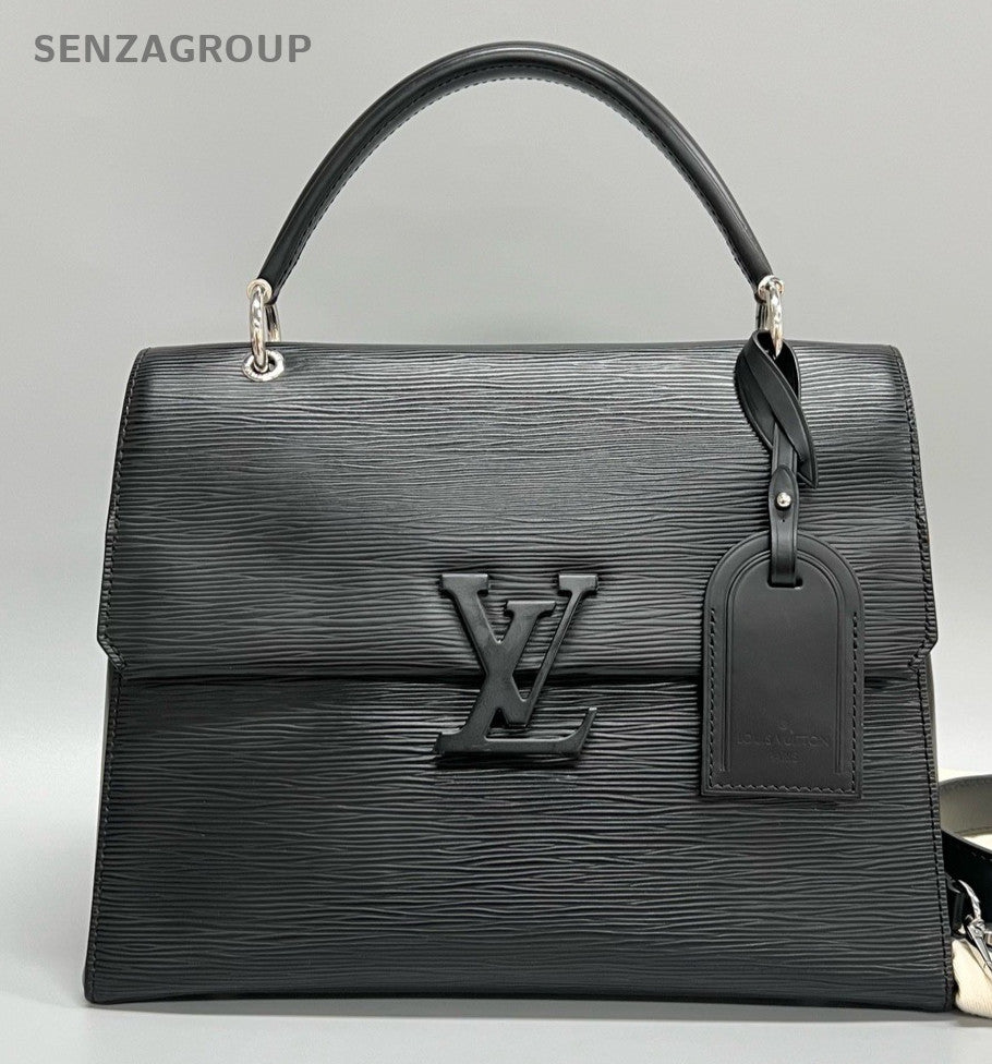 Louis Vuitton Grenelle MM Epi Top Handle Bag Crossbody Black Silver Women