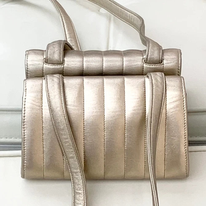 Chanel Lambskin 2Ways Shoulder Crossbody Bag Gold Women Classic S
