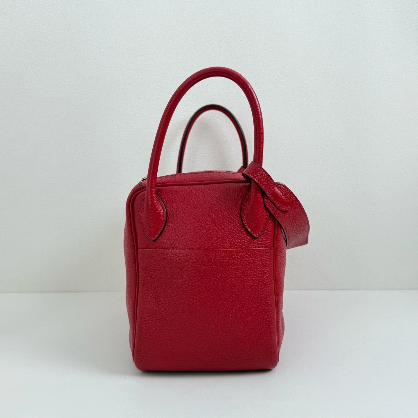 Hermes Lindy30 Top Handle Shoulder Bag Red Silver Used Women Classic