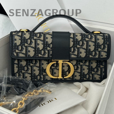 Dior Montaigne Mini Chain Shoulder Bag Black Gold Classic Fashion Women