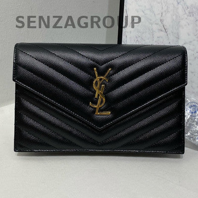 Saint Laurent Black Gold Envelope Chain Shoulder Crossbody Bag Classic