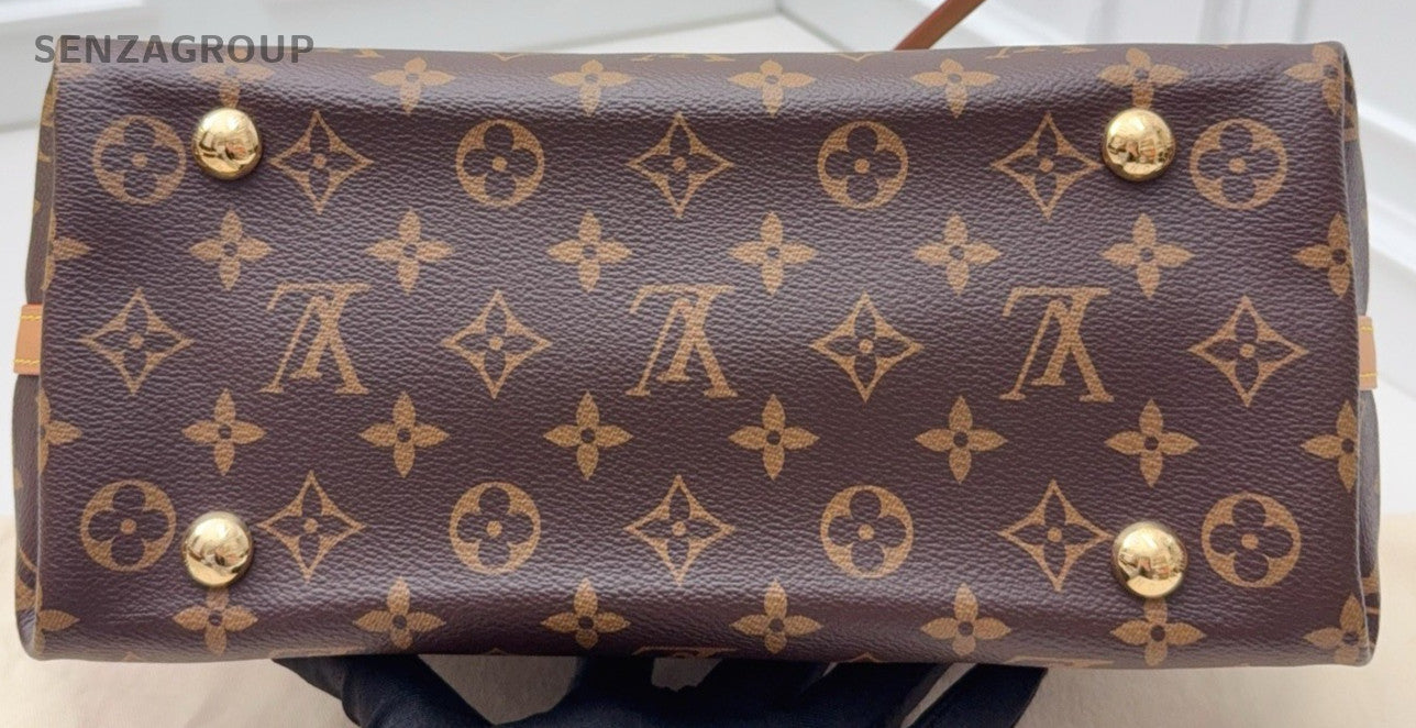 Louis Vuitton Carryall PM Monogram Shoulder Bag Brown Gold Women Classic