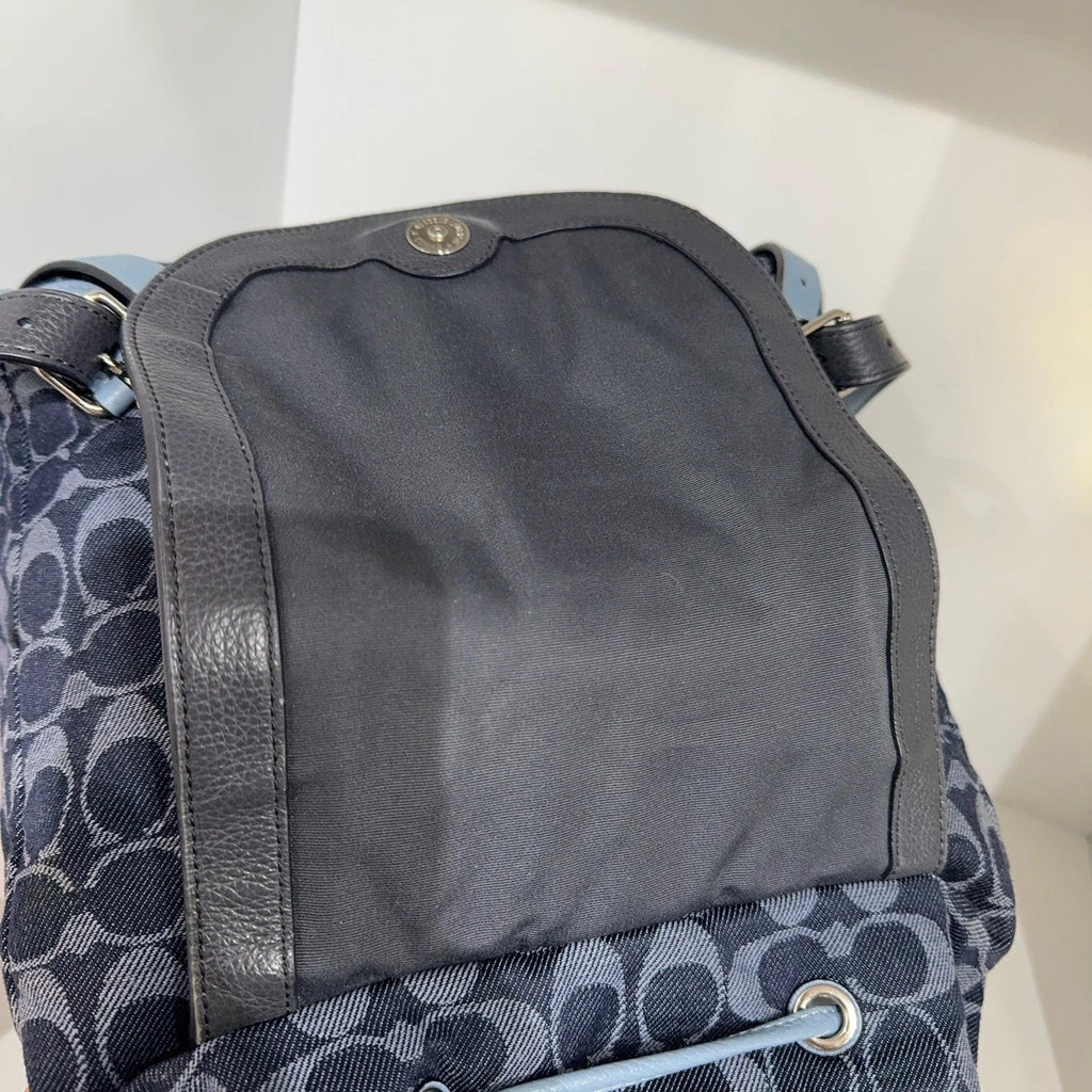 Coach Blue Canvas Medium Backpack Handbag For Women