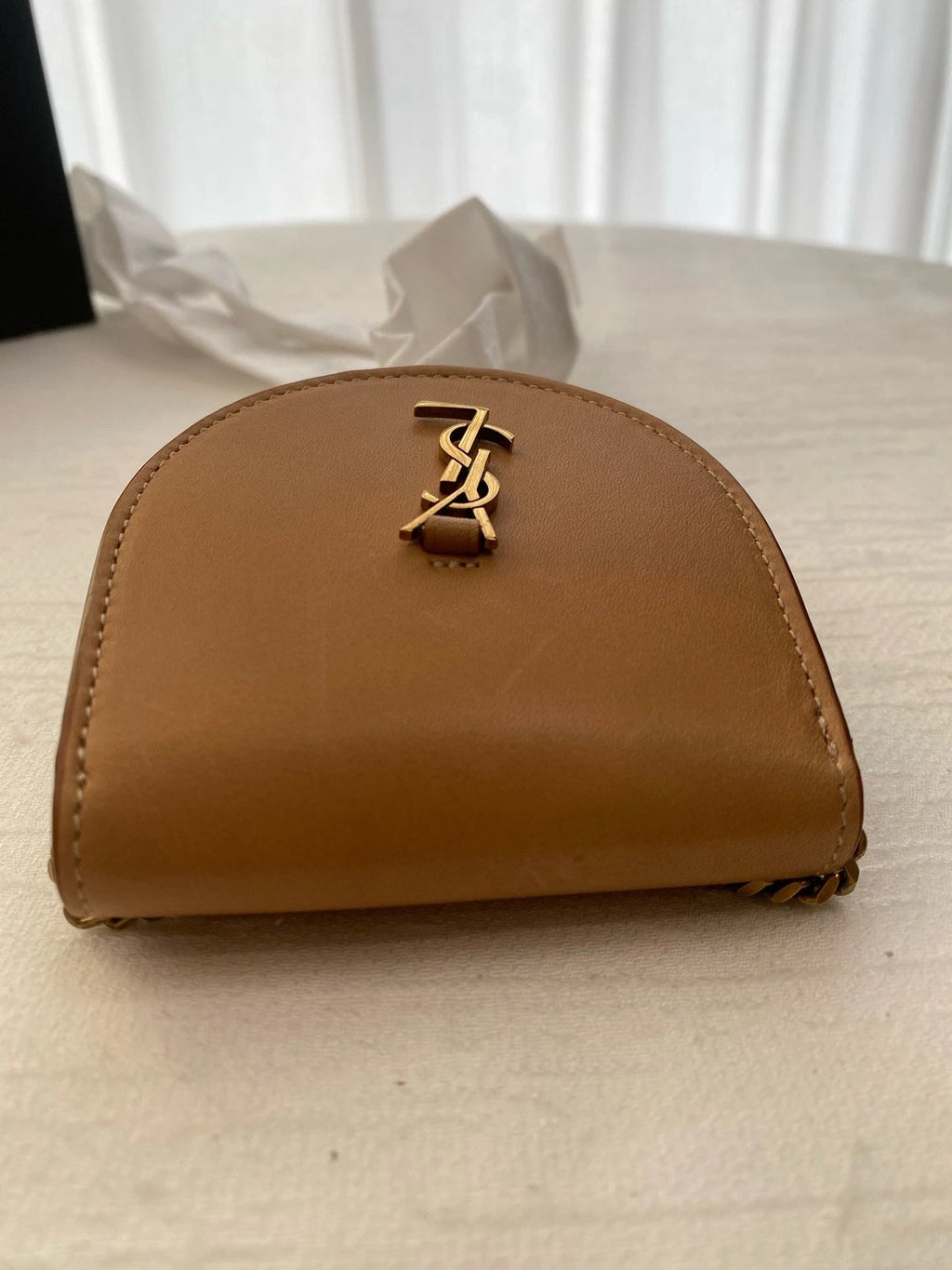 Saint Laurent Beige Leather Mini Crossbody Bag For Women