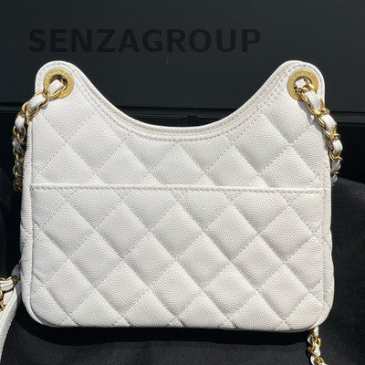 Chanel White Calfskin Chain Shoulder Crossbody Bag - Fashion Women