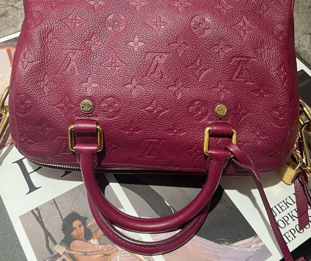 Louis Vuitton Speedy25 Monogram Top Handle Bag Crossbody Purple Gold Women