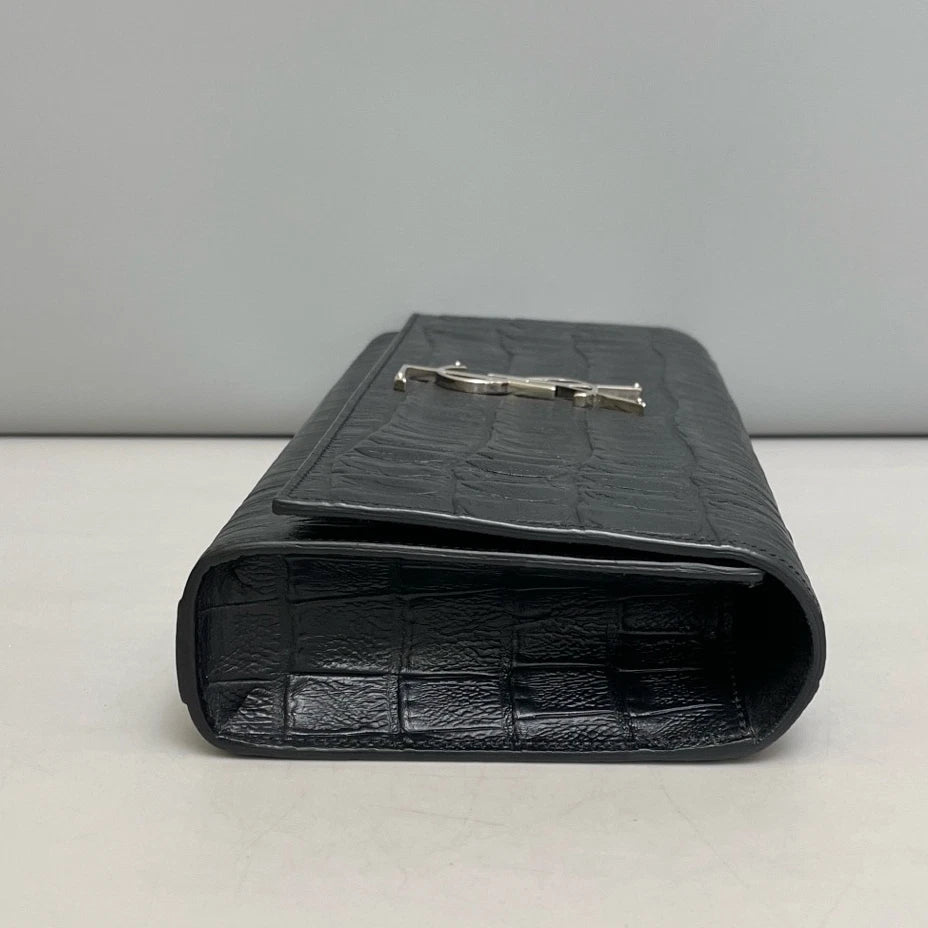 Saint Laurent Kate Clutch Black Silver Used Women Classic