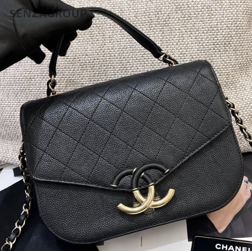 Chanel Cuba Chain Shoulder Bag Diamond Black Gold Women Classic Designer