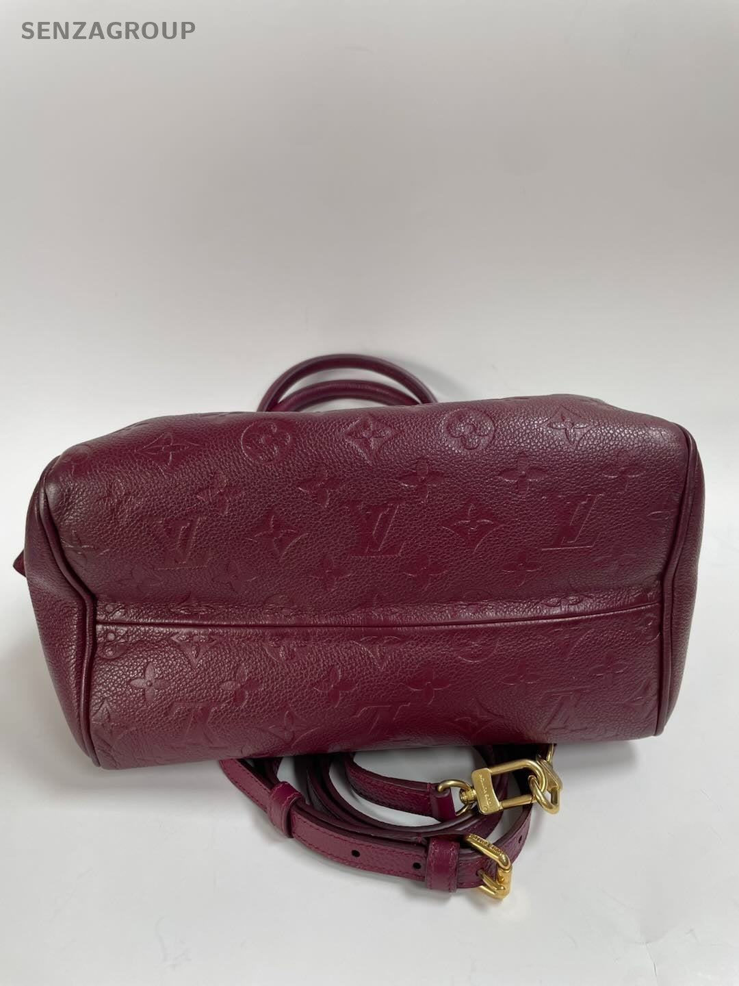 Louis Vuitton Speedy Monogram Top Handle Bag Crossbody Purple Gold Women Classic