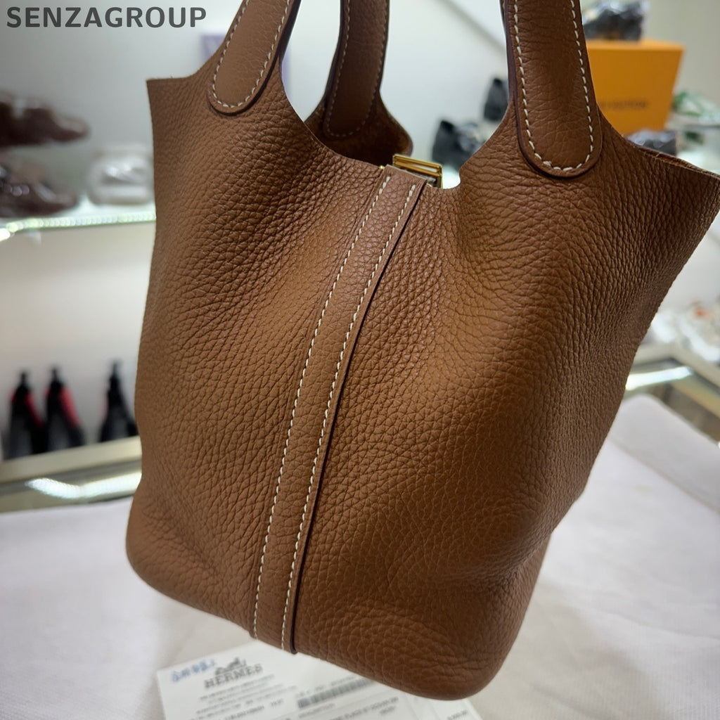 Hermès Picotin 18 Bag Brown Gold Hardware TC Leather Tote Shoulder Bag