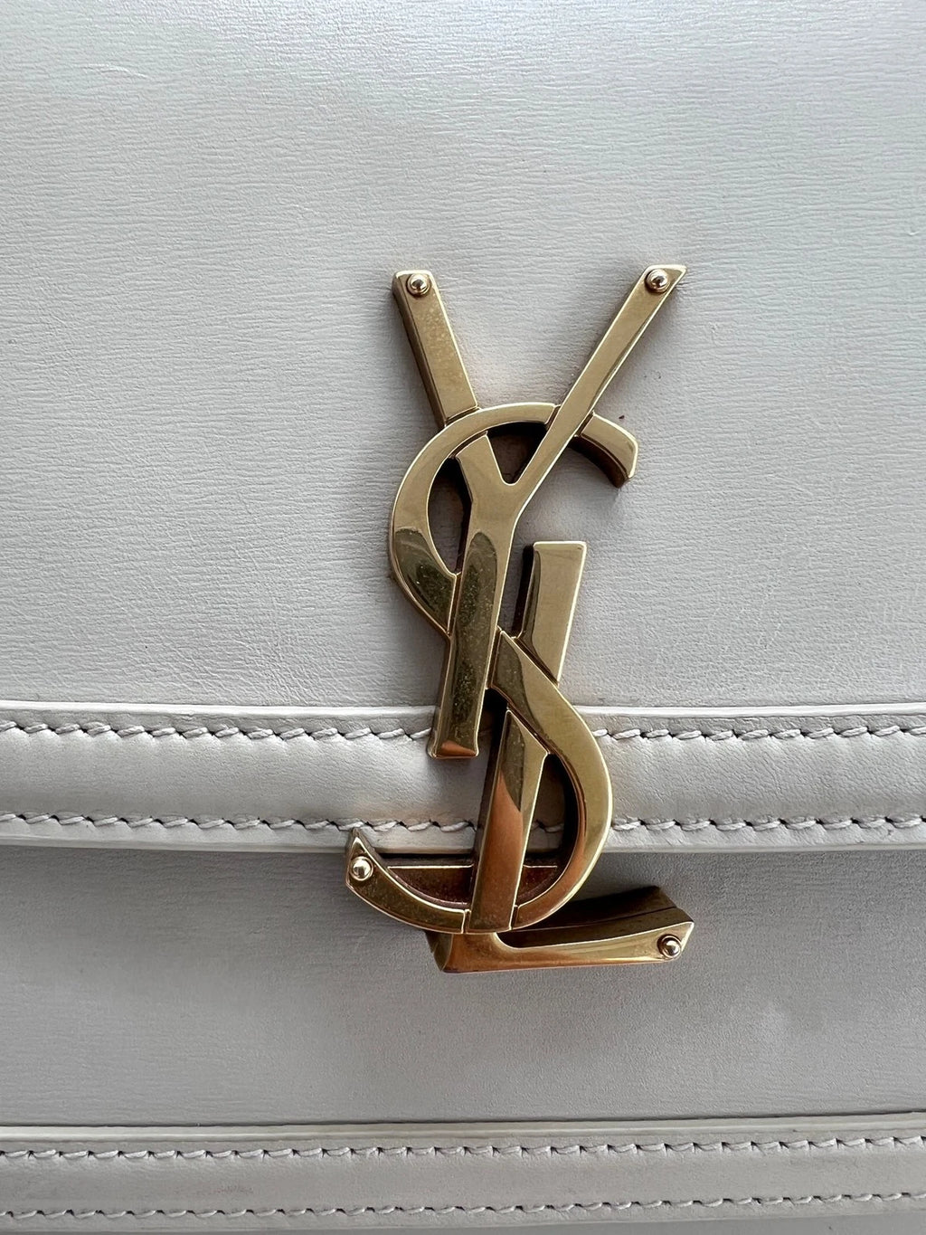 Saint Laurent White Gold Medium Leather Shoulder Bag For Women