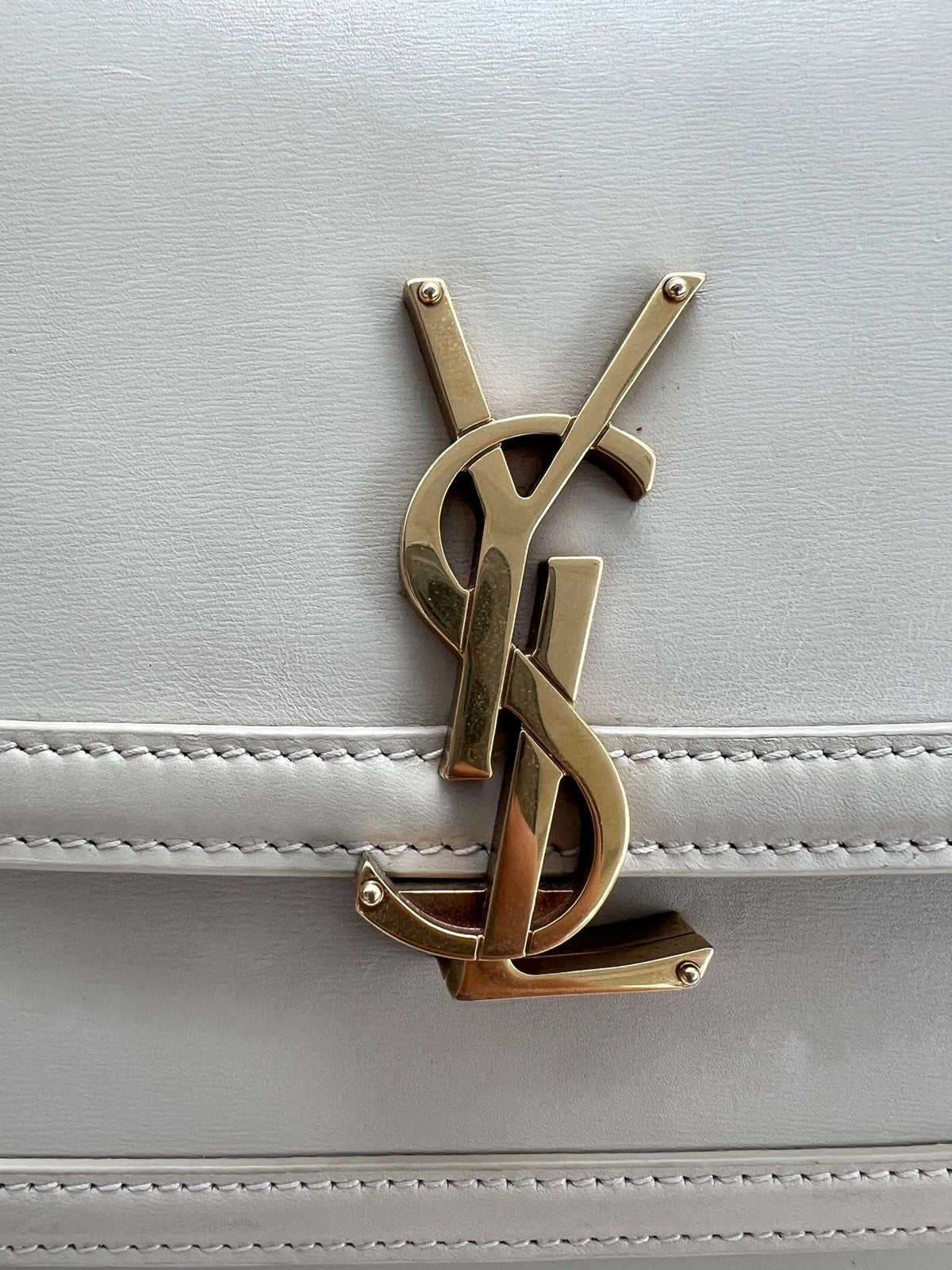 Saint Laurent White Gold Medium Leather Shoulder Bag For Women