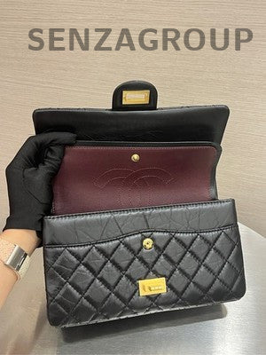 Chanel Black Gold Medium Calfskin Quilted Chain Shoulder Bag Classic