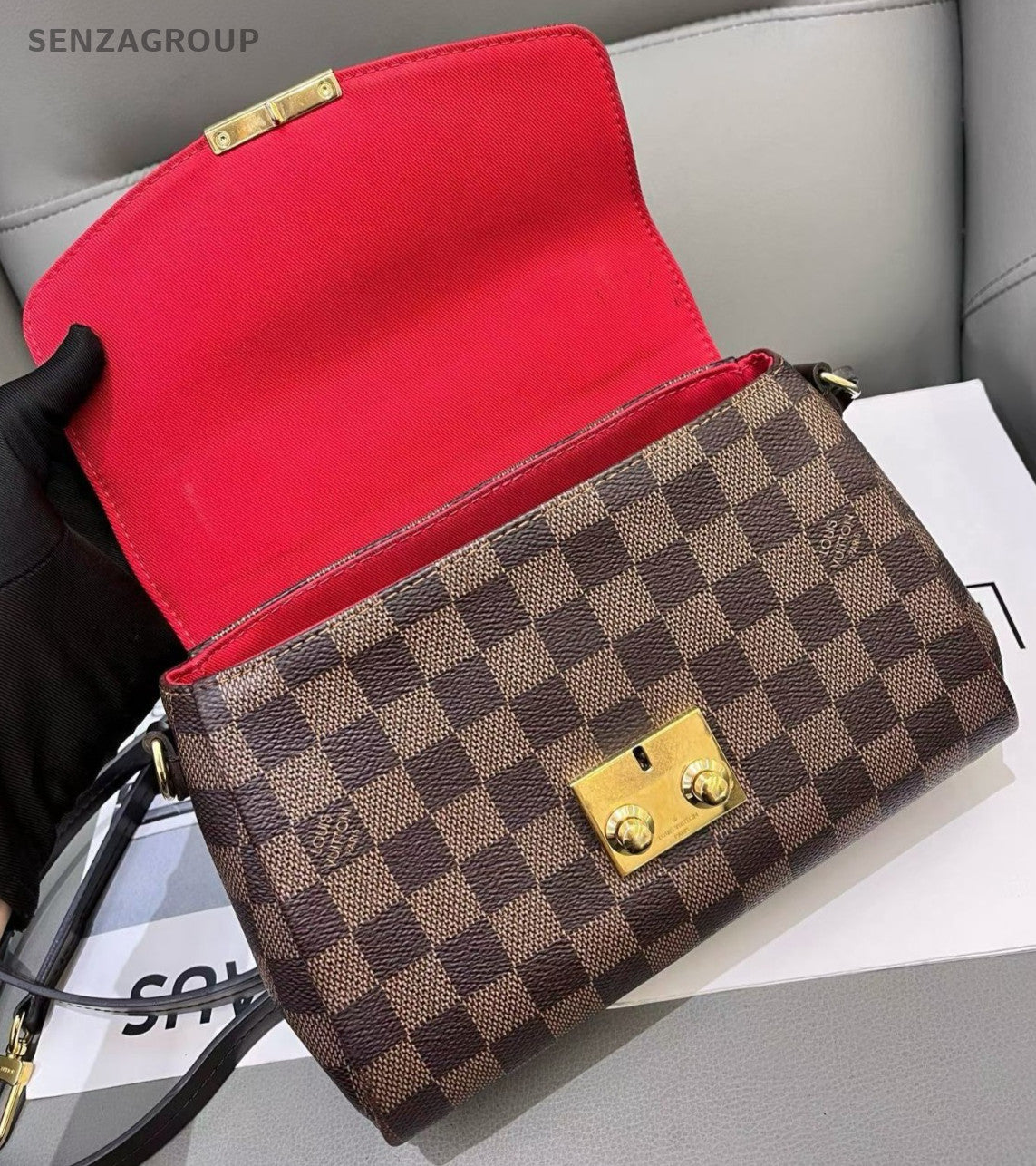 Louis Vuitton Croisette Damier Ebene Messenger Top Handle Shoulder Crossbody Bag