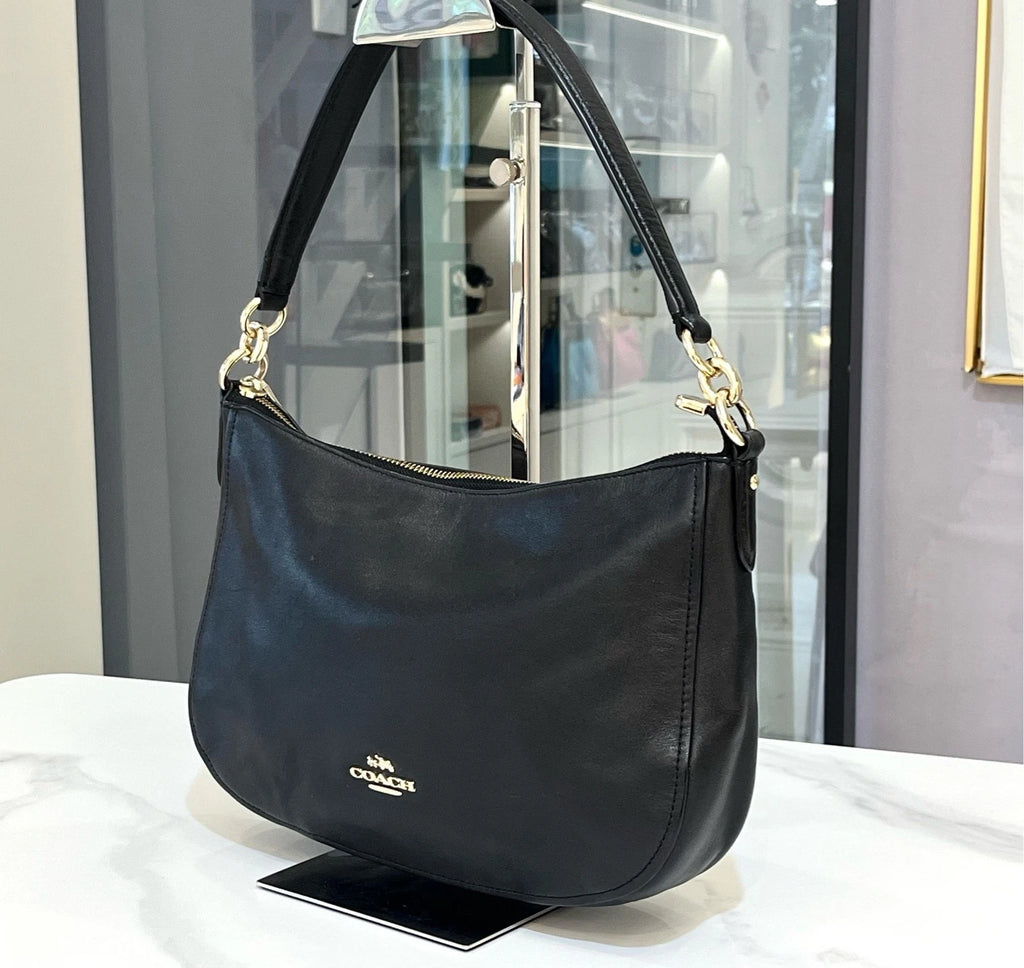 Coach Black Leather Shoulder Crossbody Silver For Women