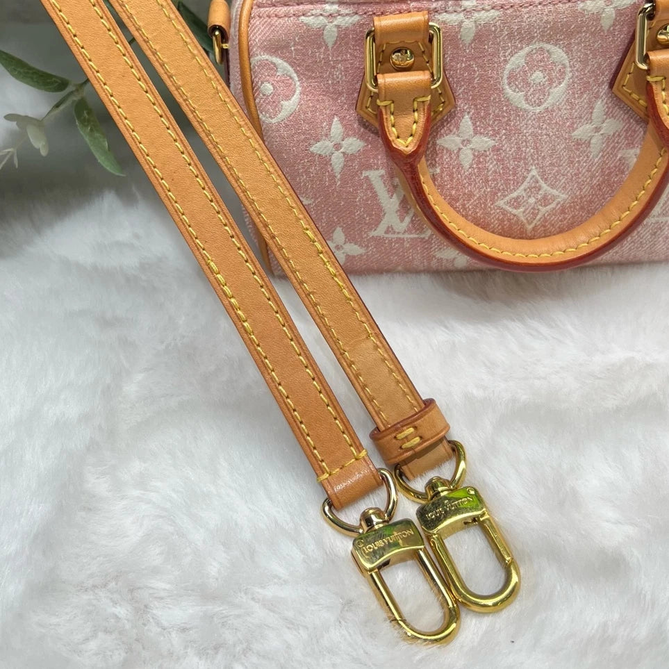 Louis Vuitton Speedy Nano Bag Pink Gold Women's Fashion Handbag Crossbody