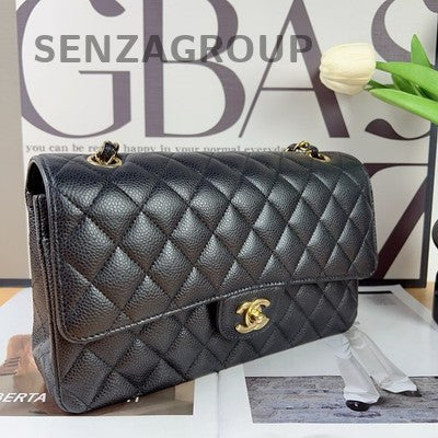 Chanel Black Gold CF Calfskin Medium Chain Shoulder Crossbody Bag