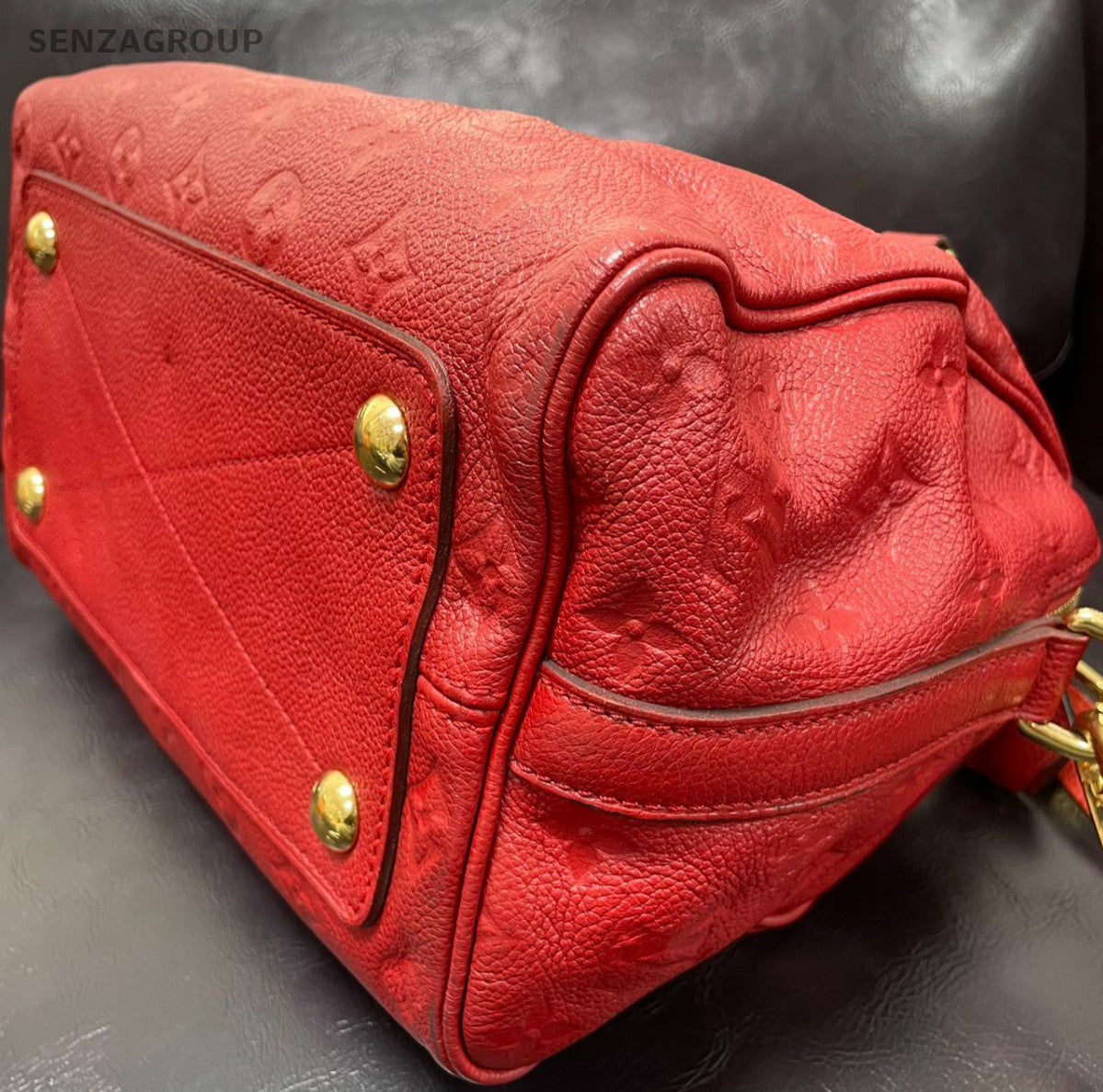Louis Vuitton Monogram Empreinte Speedy25 Top Handle Bag Crossbody Red Women