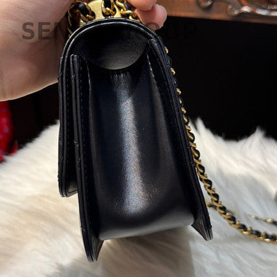 Chanel Black Quilted Lambskin Classic Flap Bag with Gold Chain