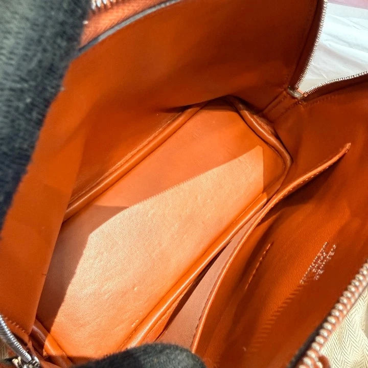 Hermes Bolide Mini Top Handle Bag Crossbody Orange Silver Classic Women D