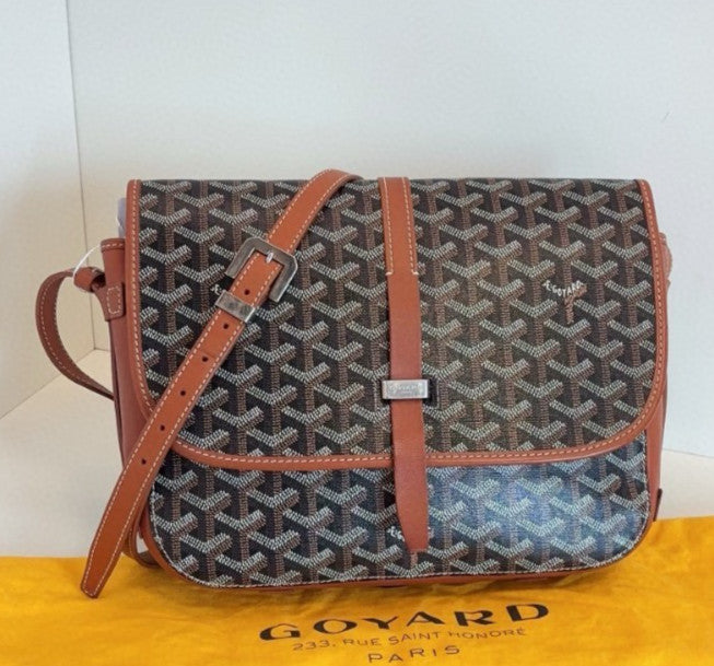 Goyard Belvedere 2Way Shoulder Bag Crossbody Brown Silver Unisex Adults Classic