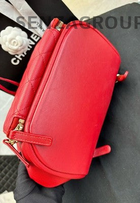 Chanel Quilted Red Gold Chain Backpack - Fashion Women's Bag