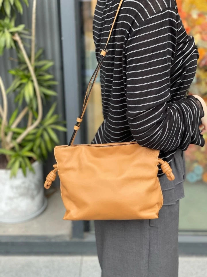 Loewe Mini Flamenco Calfskin Shoulder Bag For Women Caramel Brown