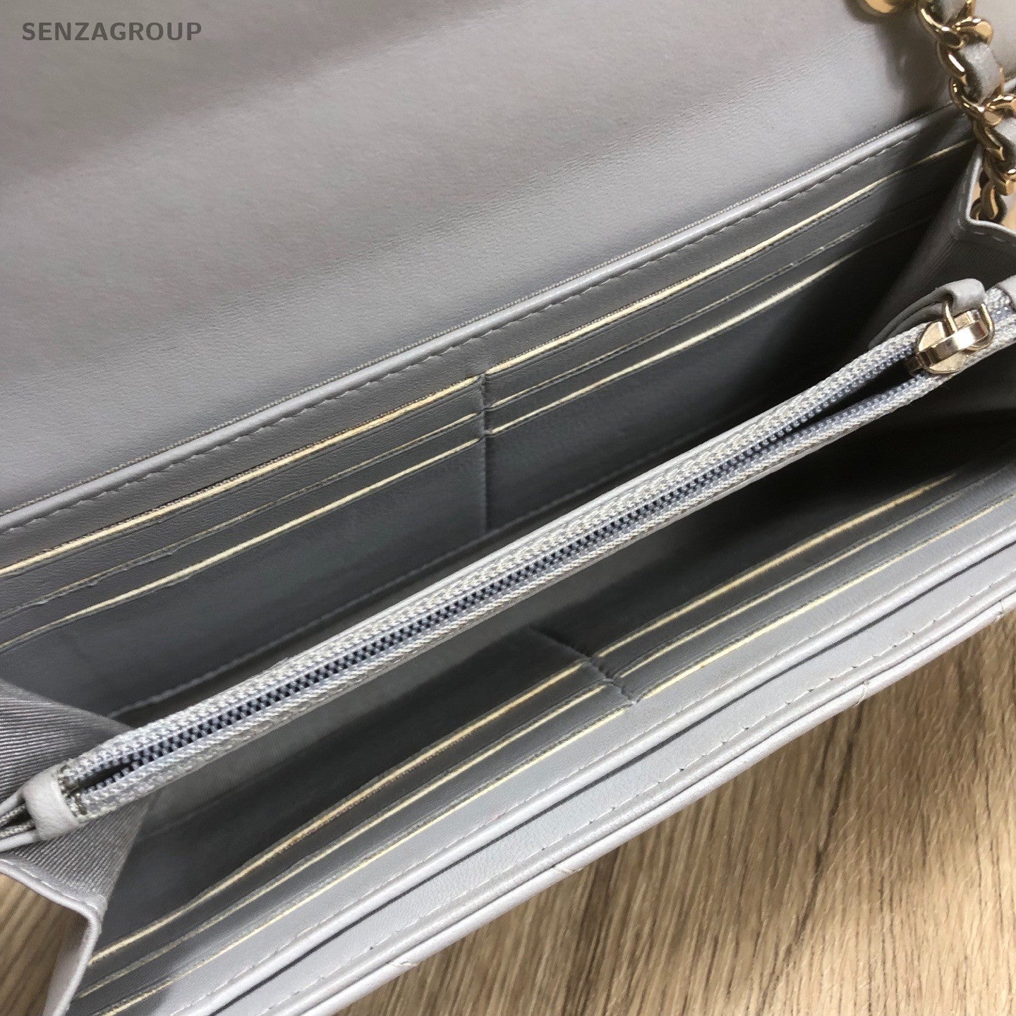 Chanel Trendy CC WOC Chain Shoulder Bag Crossbody Gray Gold Used Women Classic