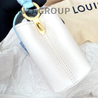 Louis Vuitton Mini Capucines White Blue Handbag Chain Strap Crossbody