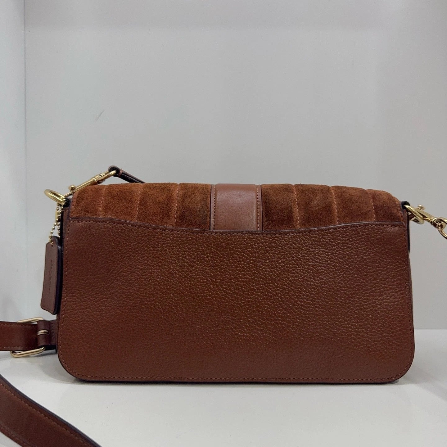 Coach Women's Georgie 27 Leather Suede Shoulder Crossbody Bag Caramel Brown