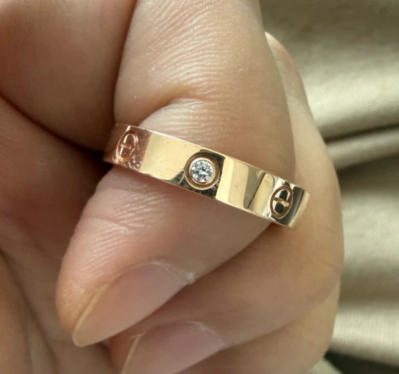 Cartier Small Love 1P Diamod Band Ring with 18K Pink Rose Gold EU57/US8