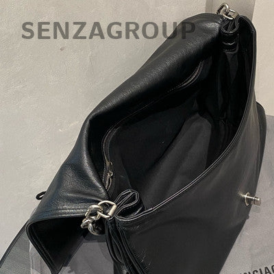 Balenciaga 23S BB SOFT Large Shoulder Crossbody Bag Black Silver Hardware