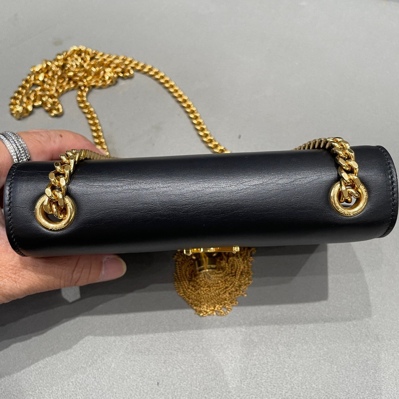Saint Laurent YSL Tassel Chain Shoulder Crossbody Bag Black Gold Classic