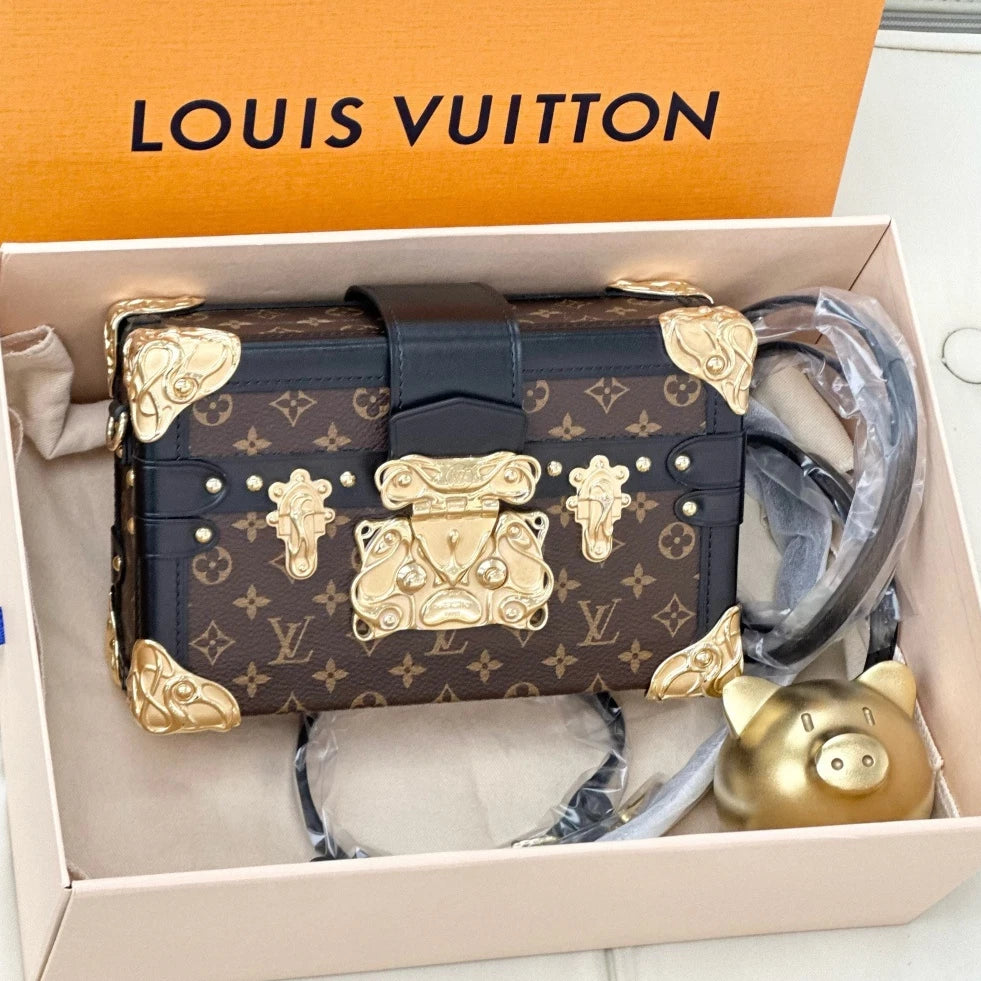 Louis Vuitton S-Lock Monogram Shoulder Crossbody Bag Brown Gold Women S