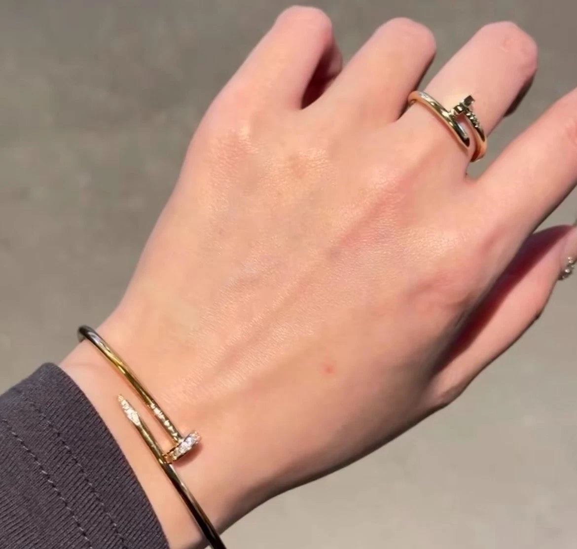 New Cartier Juste Un Clou 18k Rose Gold Small Bangle Bracelet Diamonds Size16