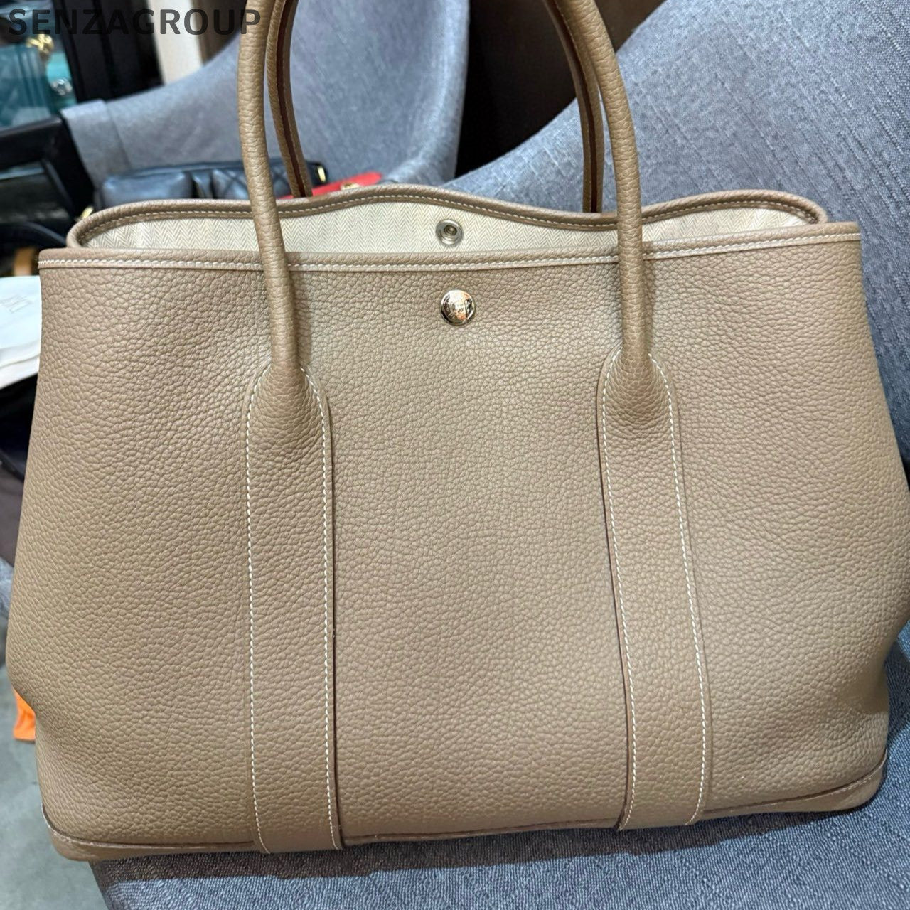 Hermes Garden Party 36 Tote Bag Gris Etain Palladium Hardware Women's Classic