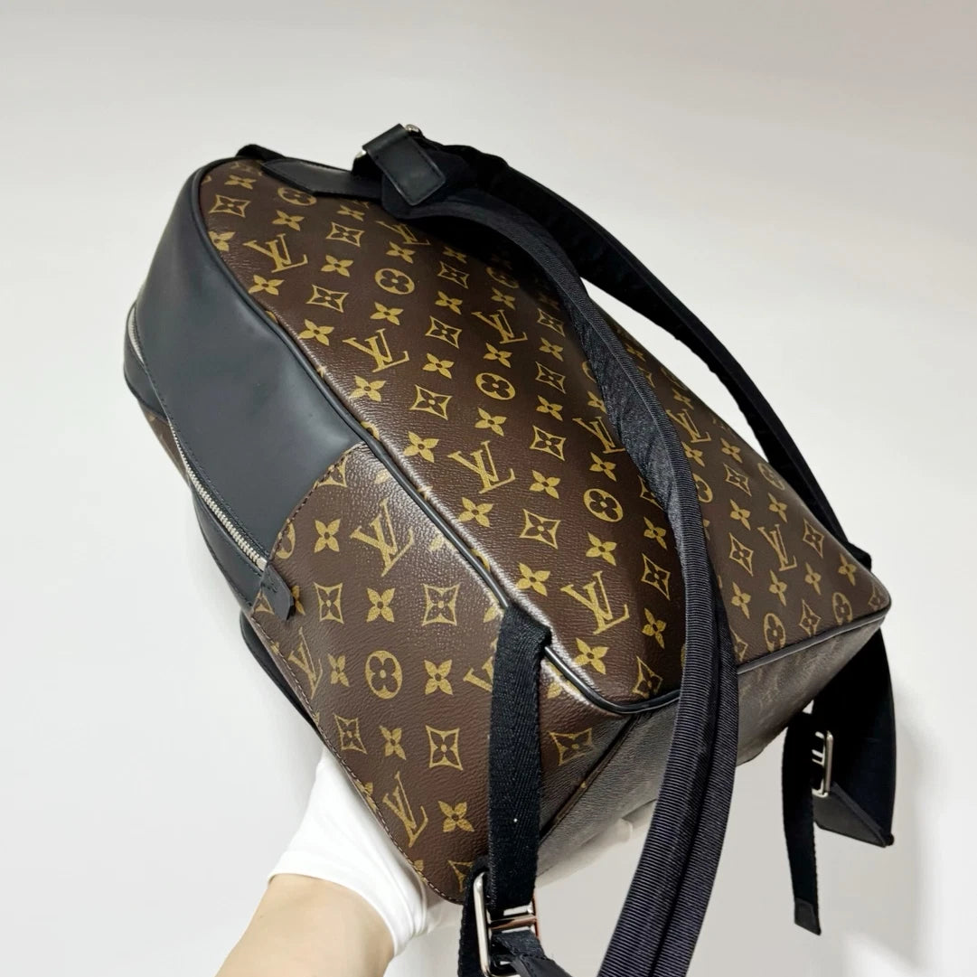 Authentic Louis Vuitton Josh Backpack Monogram Canvas Brown Silver Hardware