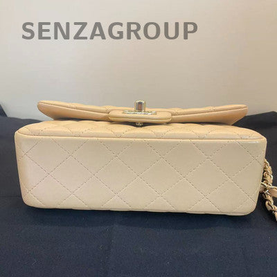 Chanel Classic Flap Mini Lambskin Brown Gold Chain Shoulder Bag