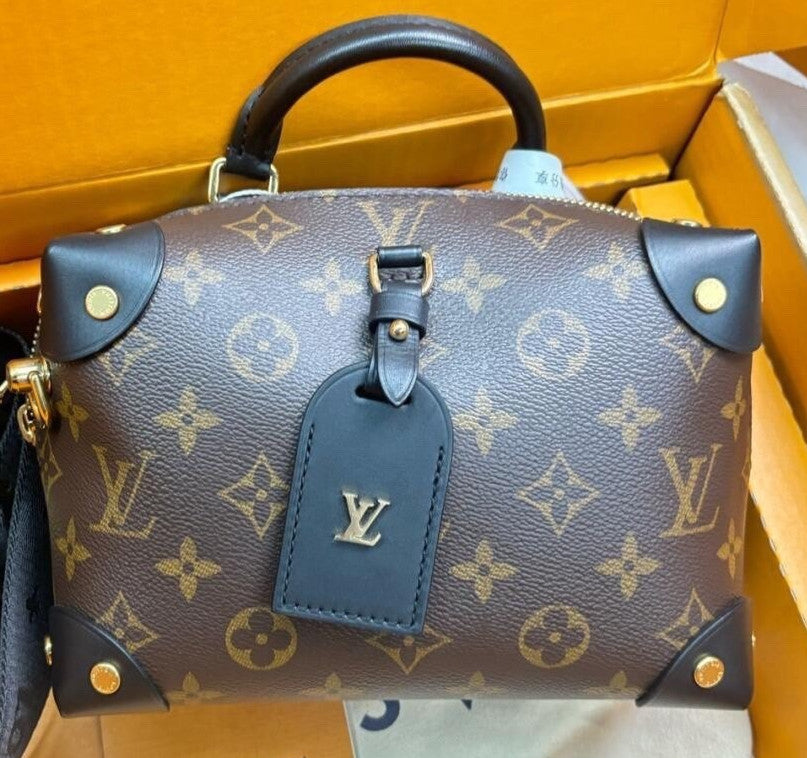Louis Vuitton Monogram 2Way Top Handle Bag Crossbody Brown Gold Women Classic
